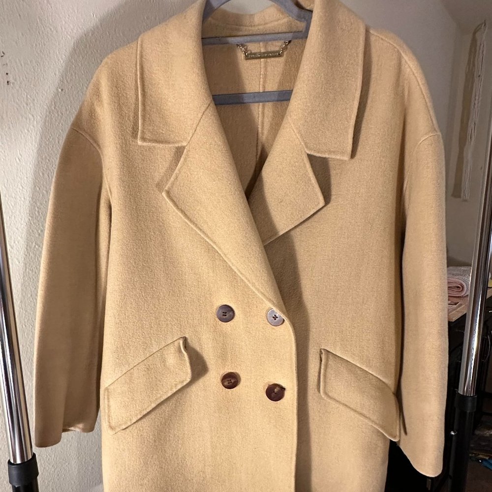 Diane Von Furstenburg Roma Tan Wool Oversized Coat